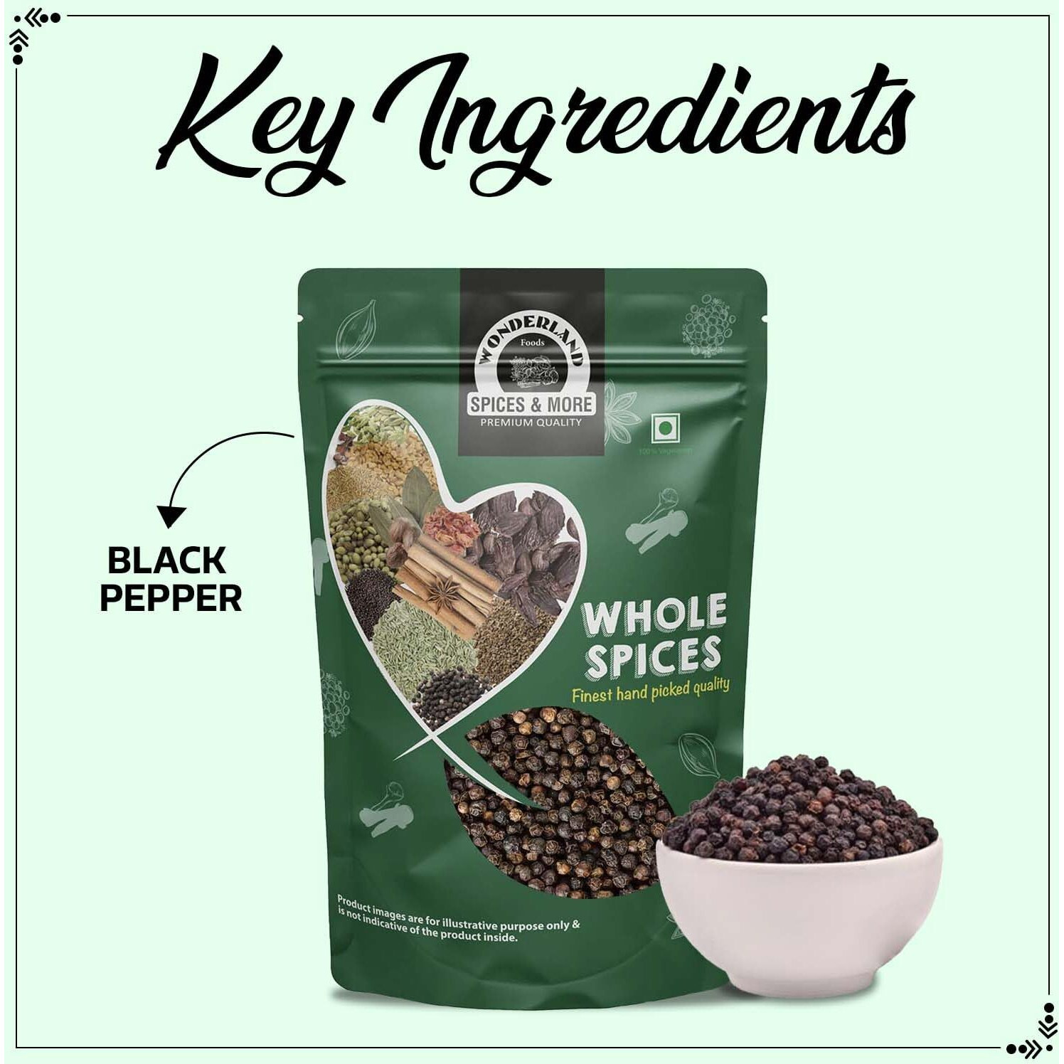WONDERLAND FOODS Whole Spices Black Pepper Kali Mirch (250g)