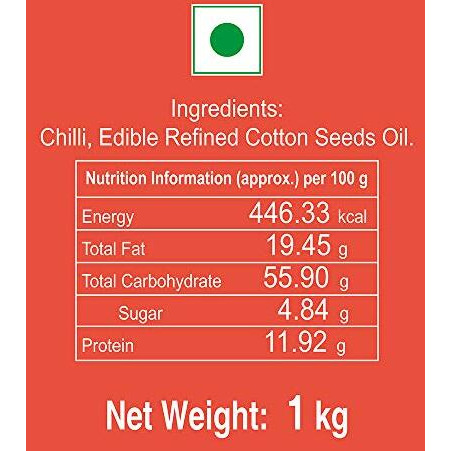 VASANT Resham Perfect Chilli Powder 1 Kg | Resham Chilli Powder | Chilli Powder | Chili Powder | Powder Masala | Indian Spices & Masala | Vegetarian | Delicious in Taste