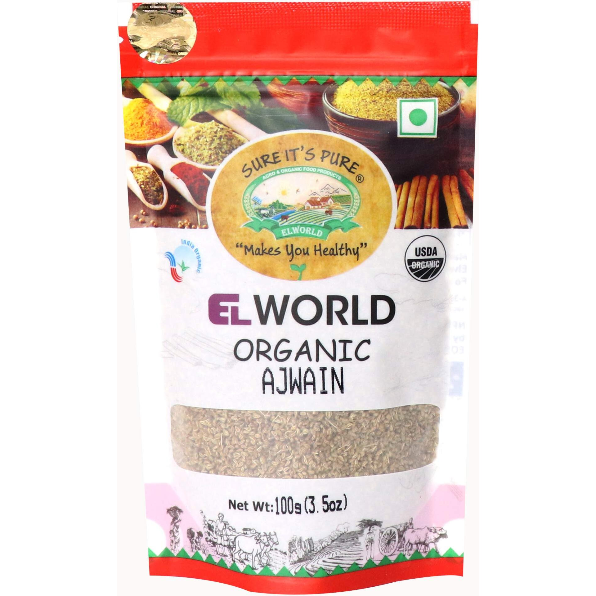 ELWORLD AGRO & ORGANIC FOOD PRODUCTS Ajwain/Carom Seed, 100 Gm (Pack of 6)