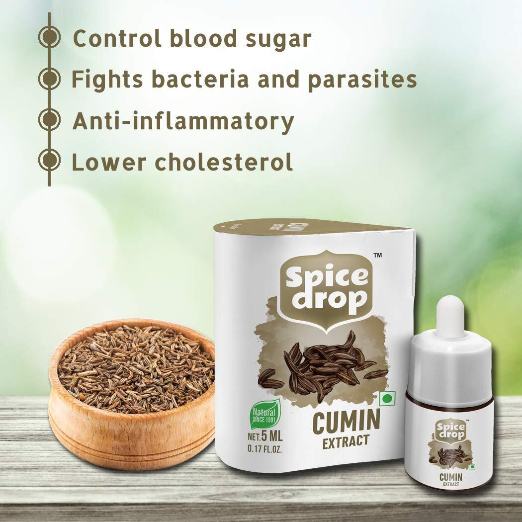Spice Drop Jeera Cumin Natural Extract | For Food, Beverages, And Dessert |100% Natural | For Authentic Taste and Aromatic Flavor | Natural Extract | 5ML (180 drops equivalent to 100g Jeera Powder)