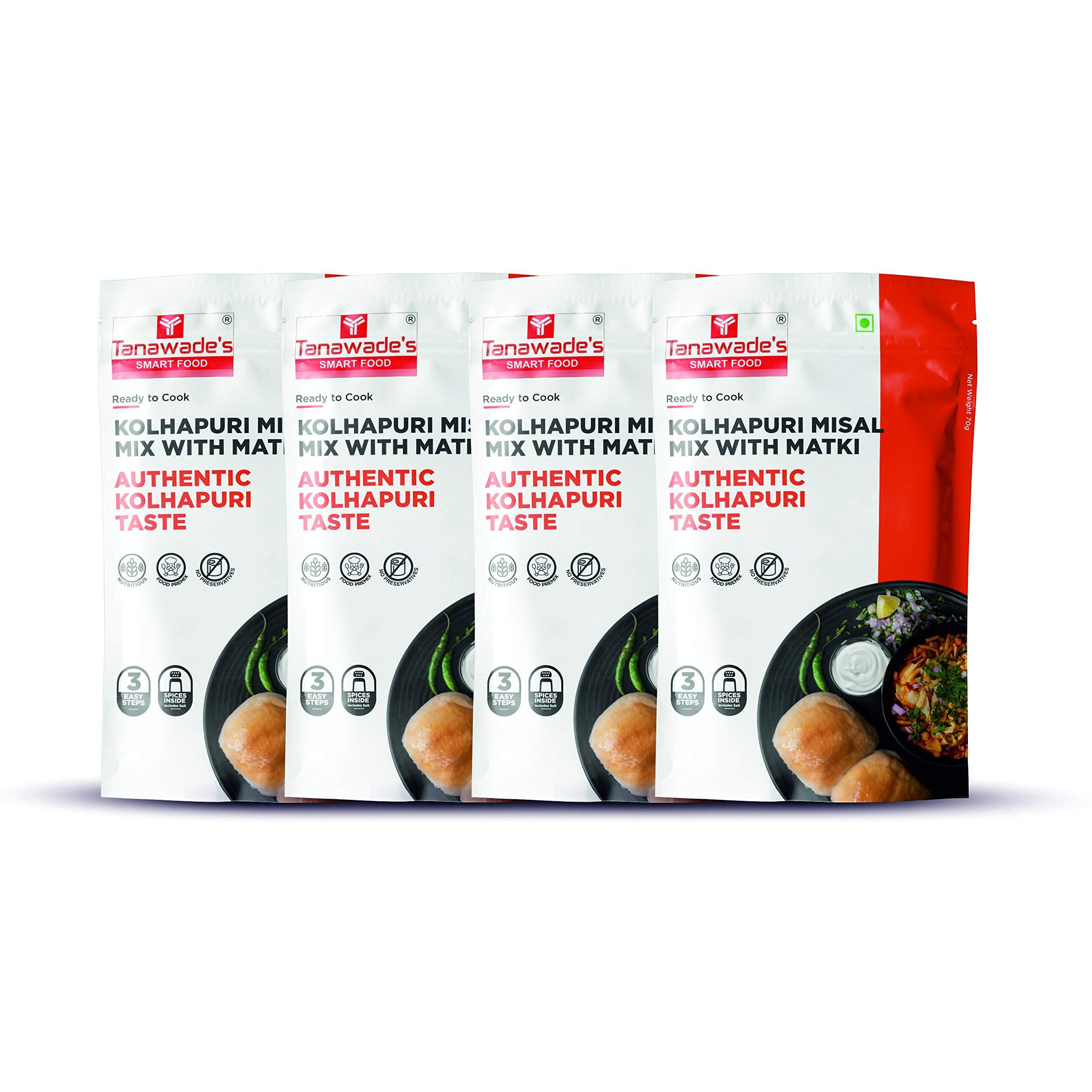 Tanawades Smart Food Instant Kolhapuri Misal Mix, (Buy 3 Get 1 Free) Ready to Cook, Home food & Flavours, Pack of 4