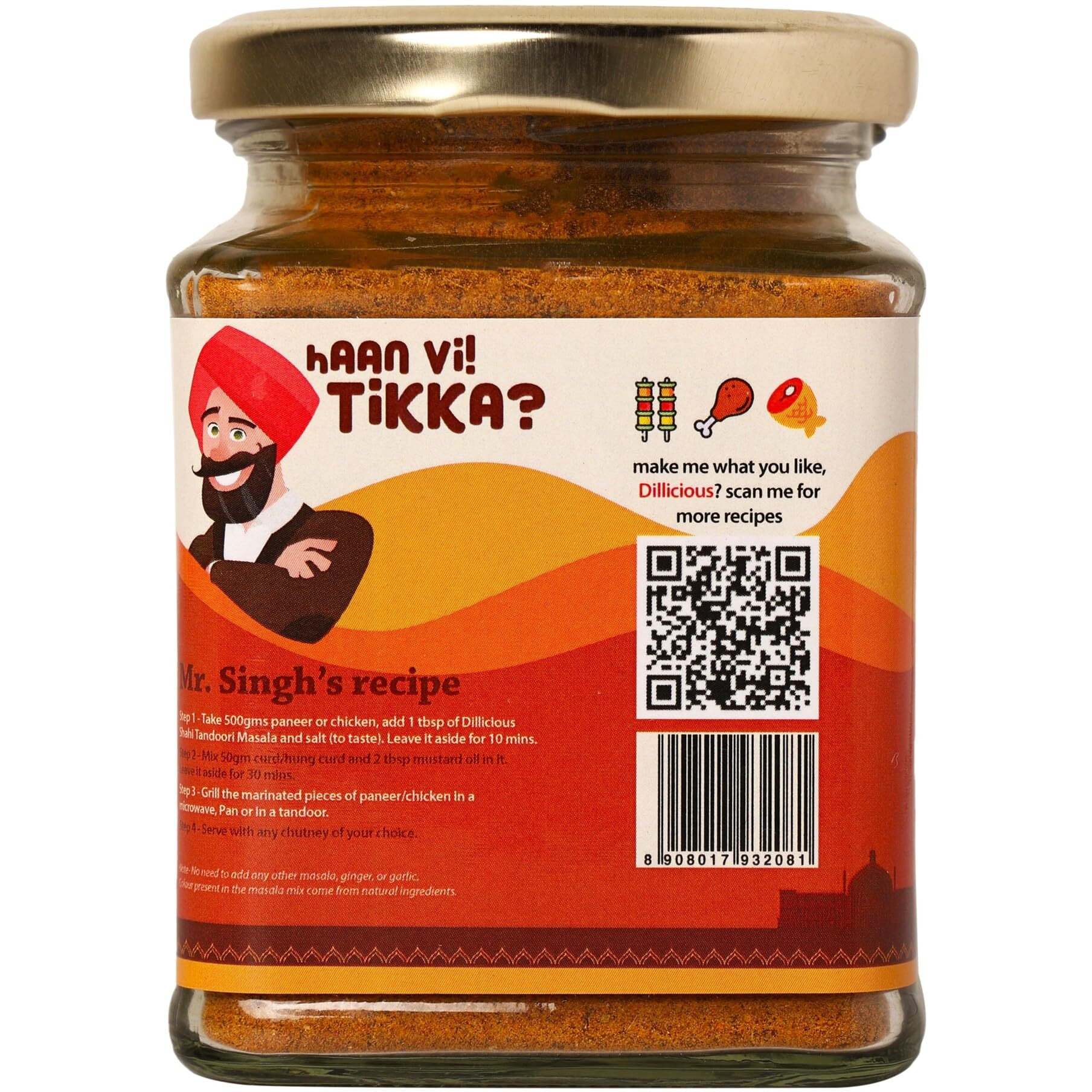 Dillicious Shahi Tandoori Masala (130 grams) I 20+ Spices blend I Natural color I No preservatives I Homemade stone grounded masala I Makes 8 Kgs Of Tandoori Dishes