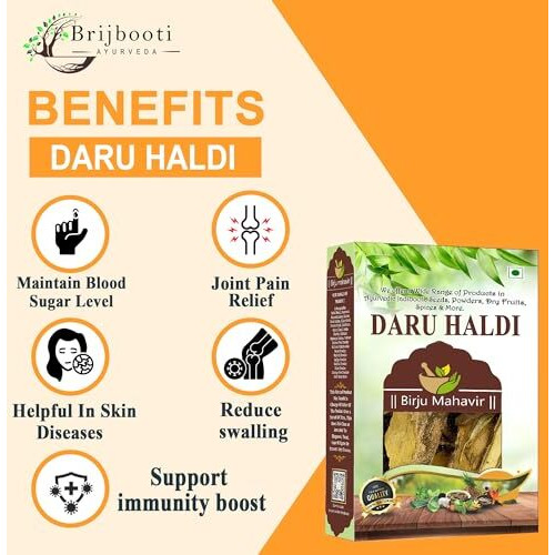 BrijBooti Daru Haldi Bark -(200 Gm) | Berberis aristata | Indian Barberry Daru Haldi Chaal