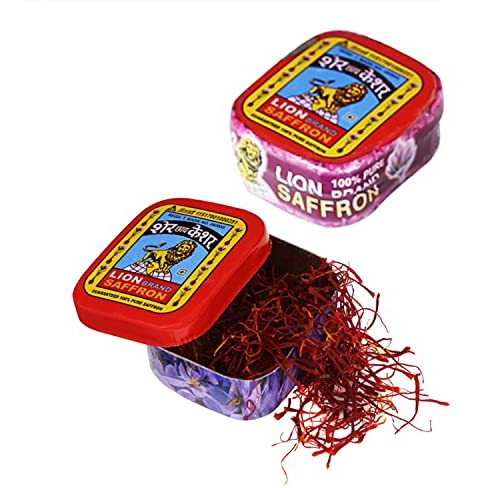 Lion Brand Saffron,2g, Original Kashmir Lacha Saffron/Kesar/Keshar (Certified Grade A) for Biryani, Beauty, Improved Health and Tilak (VALUE PACK OF 2gm (2X1gram  2grams))
