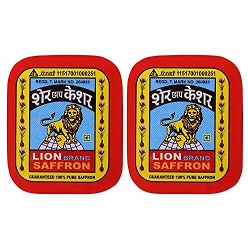 Lion Brand Saffron,2g, Original Kashmir Lacha Saffron/Kesar/Keshar (Certified Grade A) for Biryani, Beauty, Improved Health and Tilak (VALUE PACK OF 2gm (2X1gram  2grams))
