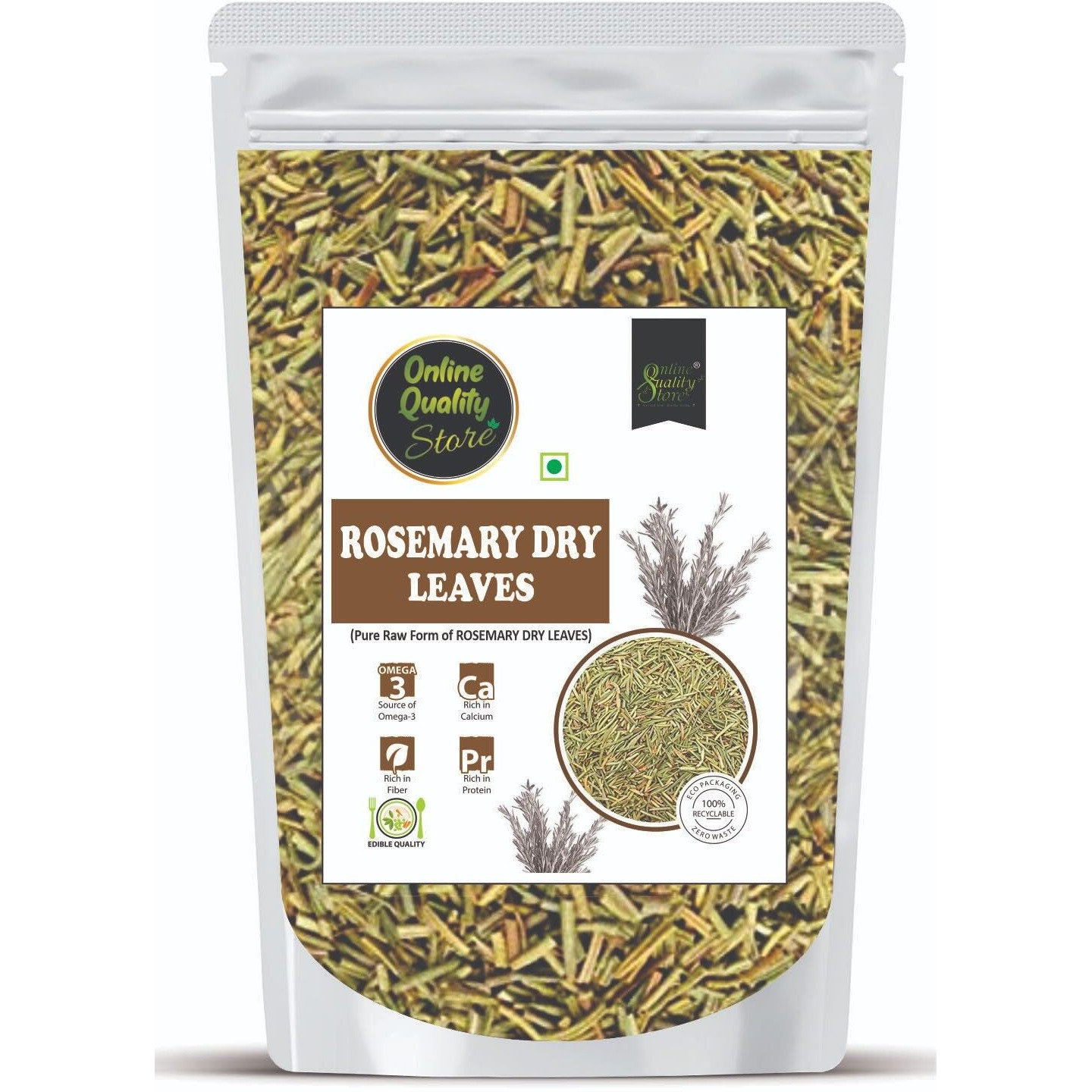 Online Quality Store Rosemary Dry Leaves - 100g |Rosemary Dried Leaf/Rosemary For Foods & Hair/Rosemary Herb Tea | Organic | Natural