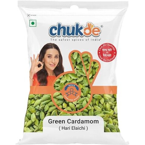 CHUKDE Hari Elaichi, Green Cardamom Whole Spices, 50 Gm