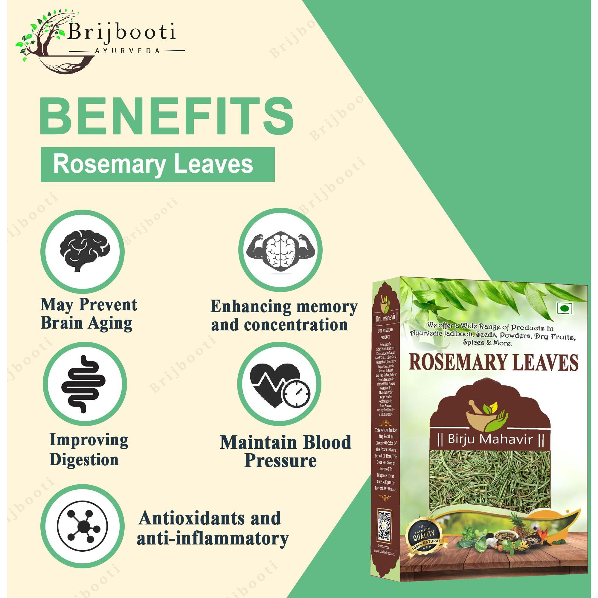BrijBooti Rosemary Leaves | For Hair Growth | Rosemary Tea | Natural Rosemary Dried Leaves - 400 Gm