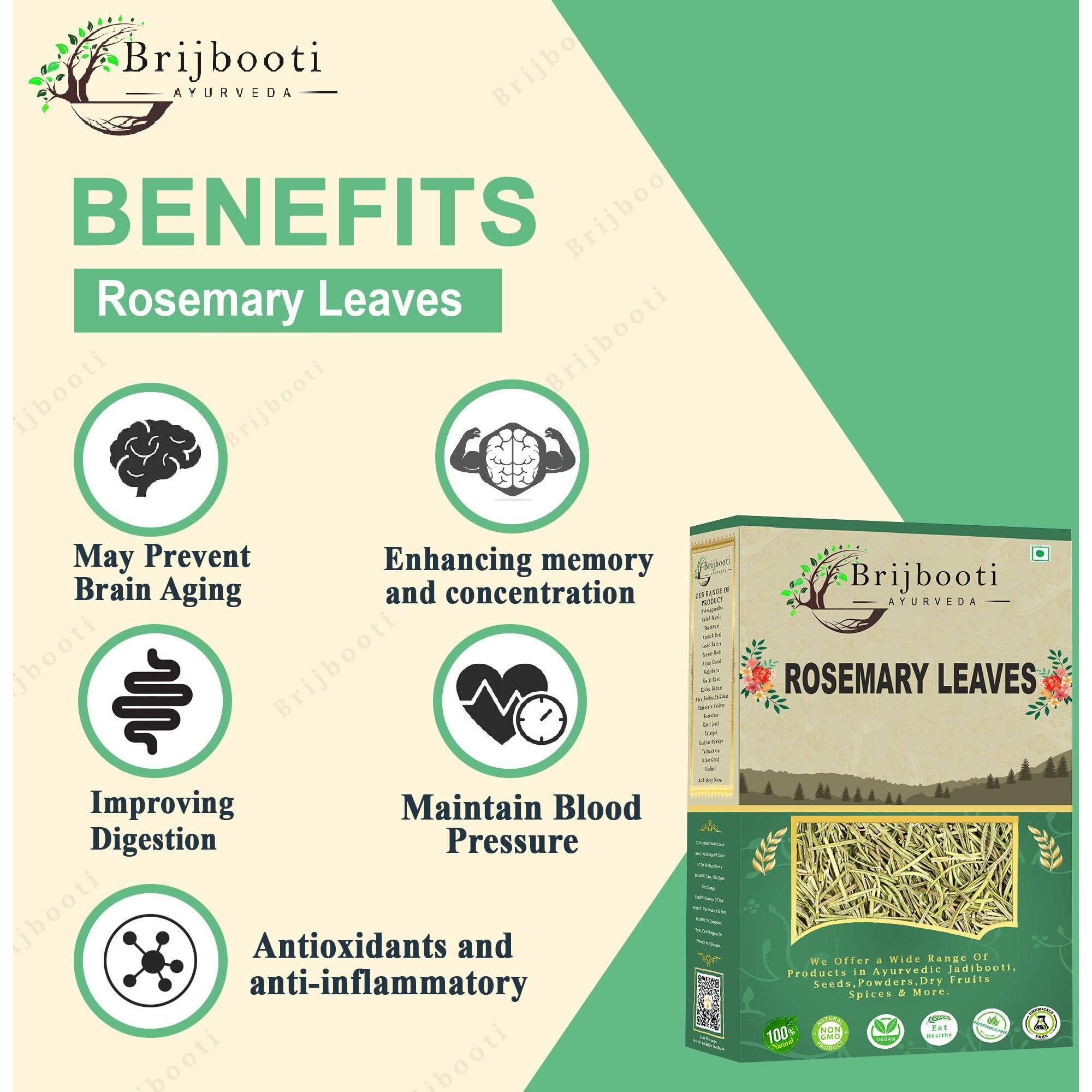 BrijBooti Rosemary Leaves For Hair Growth (100 gram) | Rosemary Tea | Natural Rosemary Dried Leaves - Organic Dry Herb