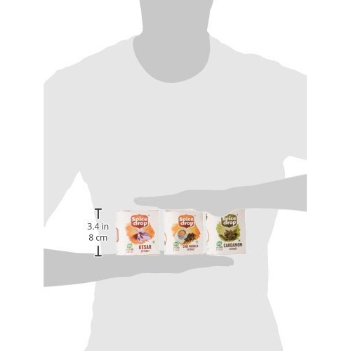Spice Drop Royal Beverage Combo | Natural Extract of Kesar (Saffron) Masala, Cardamom (Elaichi) & Chai (Tea) Masala |Food, Beverages and Dessert | Free 1ML Spoon| 30ML (2x5ML and 1 x20 ML)