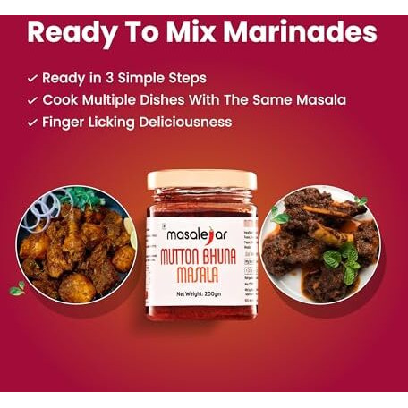 Masalejar Ready to Cook Mutton Bhuna Masala Spice Mix 200gm Serves 5-6 | Meat Masala Paste | Just Mix & Cook | No added Preservatives (Pack of 1)