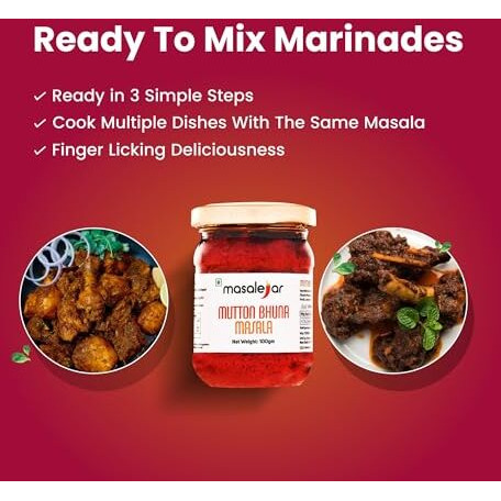 Masalejar Ready to Cook Mutton Bhuna Masala Spice Mix 100gm Serves 3-4 | Meat Masala Paste | Just Mix & Cook | No added Preservatives (Pack of 1)