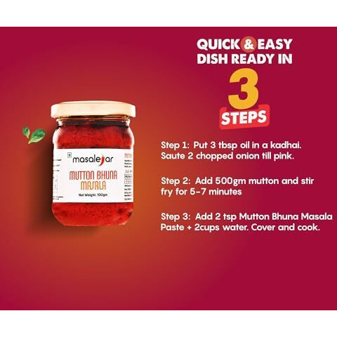 Masalejar Ready to Cook Mutton Bhuna Masala Spice Mix 100gm Serves 3-4 | Meat Masala Paste | Just Mix & Cook | No added Preservatives (Pack of 1)