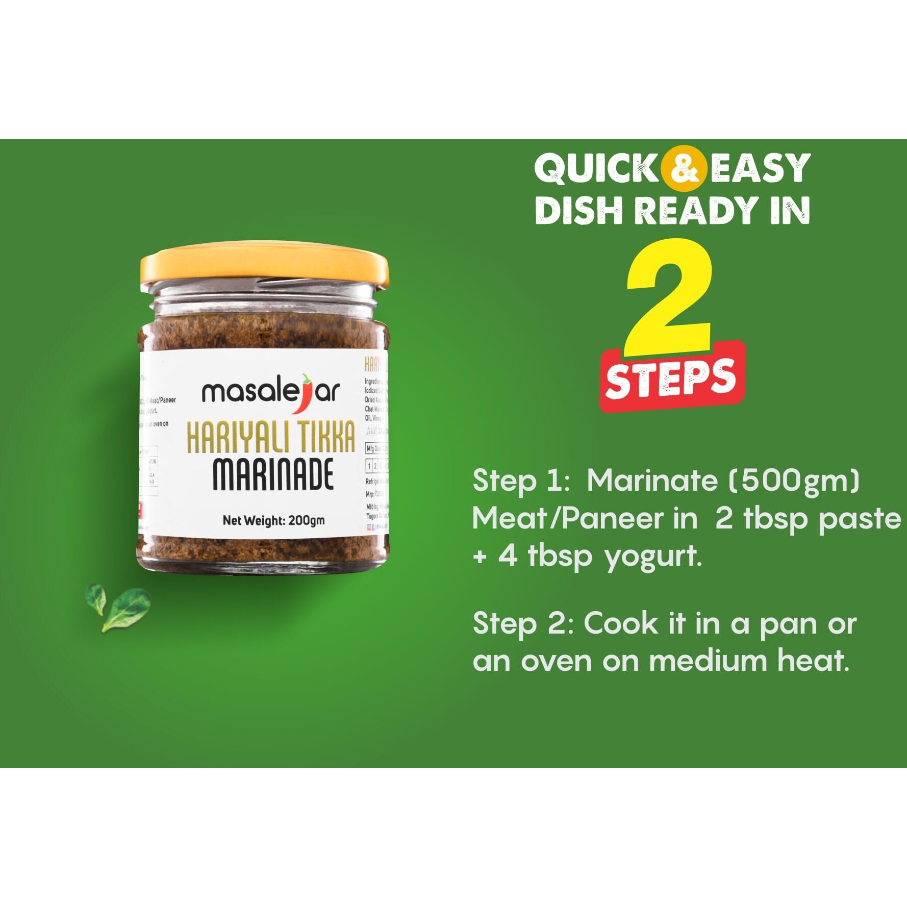 Masalejar Hariyali Tikka Marinade | Ready to Cook Spice Mix | Just Mix & Cook | Hariyali Tikka Masala | Chicken Masala | Paneer Masala | Pack of 1X200 GM