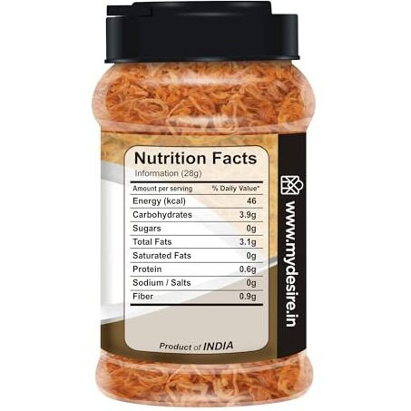Desire Golden Fried Onion 250g in Jar - Ready to Use, Crunchy, Crispy, and Delicious Fried Onions for Cooking, Toppings, and Garnishing | No Preservatives | 100% Natural | Pack of 1