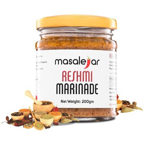 Masalejar Ready to Cook Chicken & Paneer Reshmi Marinade Malai Tikka Masala Spice Mix 200gm Serves 5-6 | Veg & Non-Veg Reshmi Masala | Just Mix & Cook | No added Preservatives (Pack of 1)