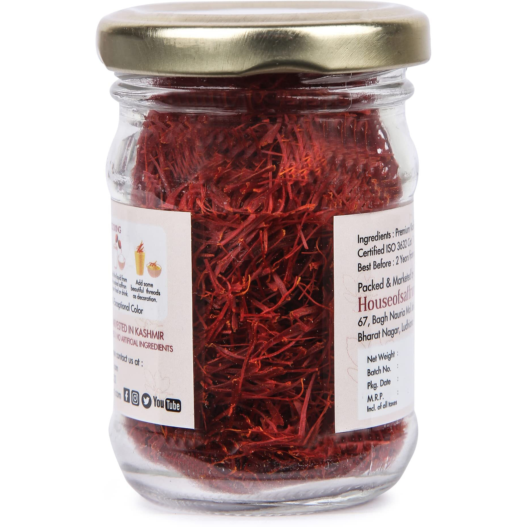 House of Saffron 20grams Kashmir Kesar for Pregnant Women, Milk, Cooking, Biryani, Tilak, Fair Skin - 2packs of 10gram each