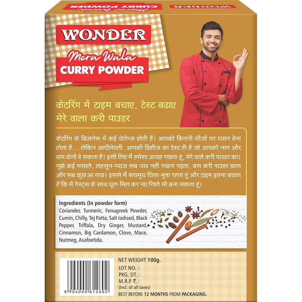 Wonder Mera Wala Curry Powder, (100G) / Curry Masala/for Delicious & Flavourful Cooking/No Preservatives Added/No Artificial Flavour Added/Blended Mixed Spices