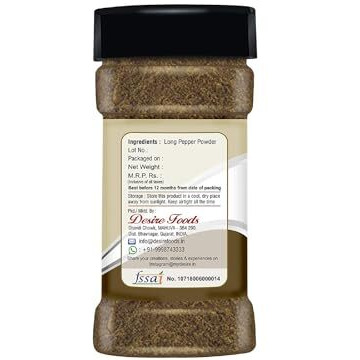 Desire Long Pepper Powder - 100g | Premium Quality, Authentic Spice from India | Ideal for Cooking, Seasoning, and Ayurvedic Use | Non-GMO, Gluten-Free (Natural Pippali Powder)