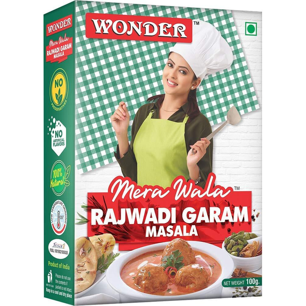 Wonder Mera Wala Rajawadi Garam Masala, (100G) / Exotic Blended Mixed Spices/for Delicious & Flavourful Cooking/No Artificial Flavour Added