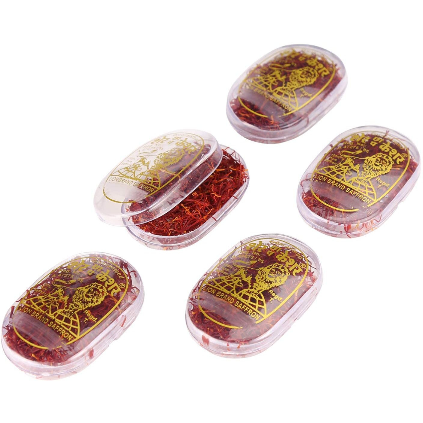 Lion Brand Saffron Original Kashmiri Lacha Keshar/Kesar For Biryani, Tea, Pooja and Milk (PACK OF 1 (1gm)) (Value Pack of 5 (5 X 1gm  5grams))
