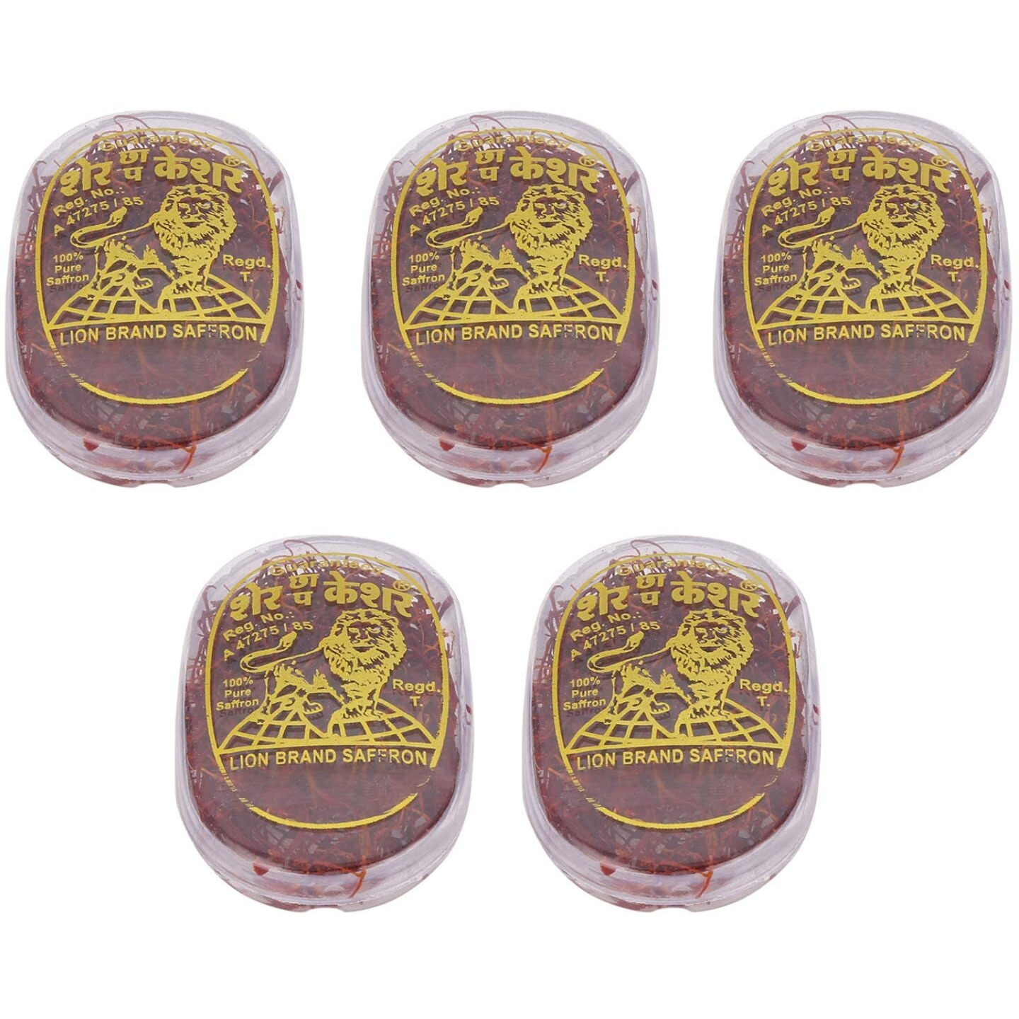 Lion Brand Saffron Original Kashmiri Lacha Keshar/Kesar For Biryani, Tea, Pooja and Milk (PACK OF 1 (1gm)) (Value Pack of 5 (5 X 1gm  5grams))