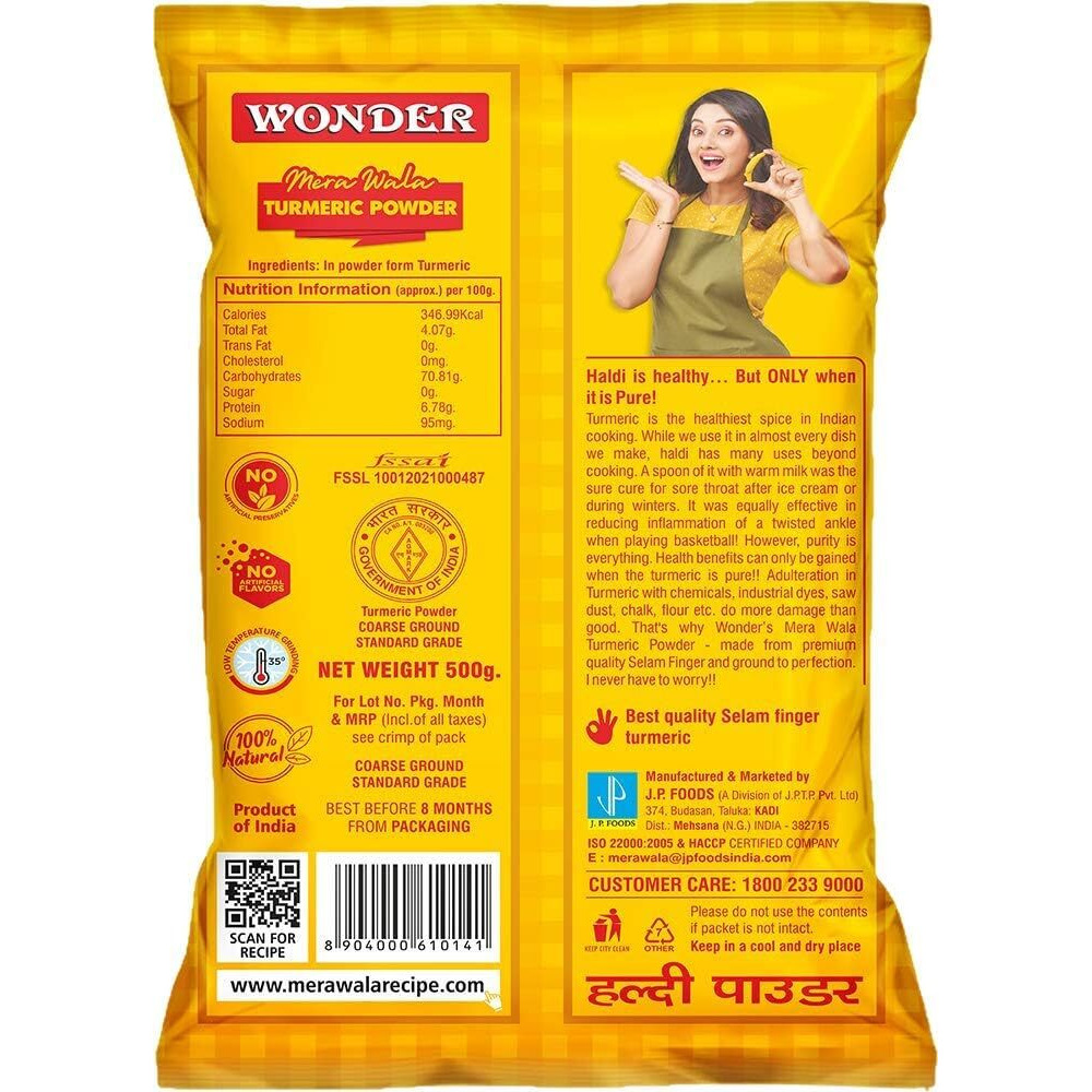 WONDER Mera Wala Turmeric (Haldi) Powder Pure And Natural, 500 Gm / Selam Haldi Powder/No Artificial Flavour Added