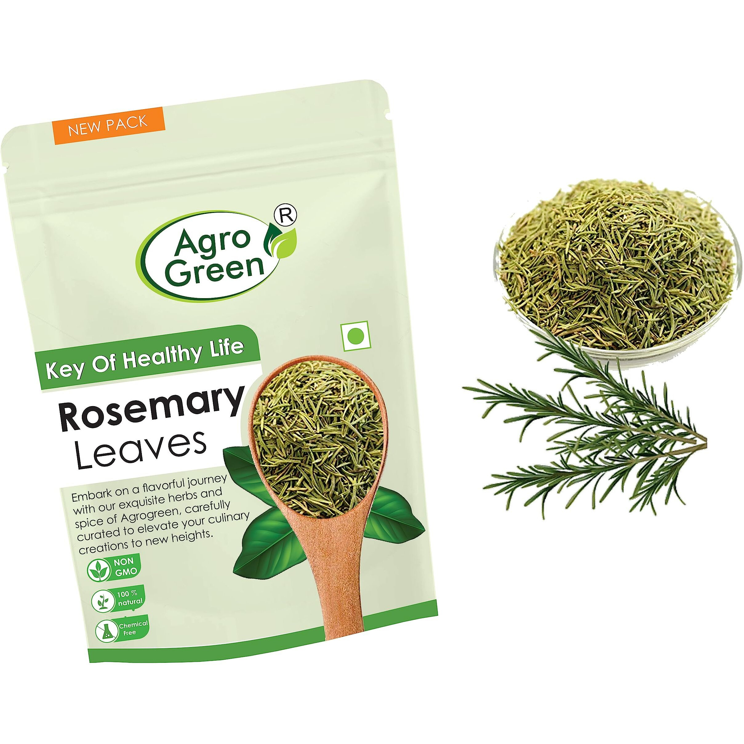 Agrogreen Rosemary Dried Leaves For Hair Growth With Applicator - Herbal Tea - Rosemary Herb Tea - 100gm