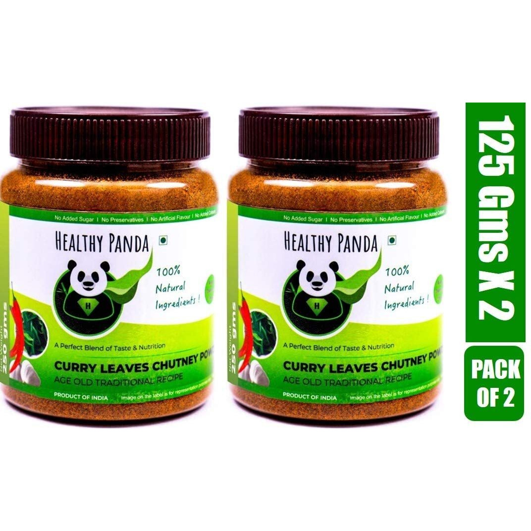 HEALTHY PANDA Curry Leaves Chutney Powder Kadi Patta Chatni, Karivepaku Chatani, Curry Leaves Karam Podi - 125 Gram, Pack of 2 (250 Grams)