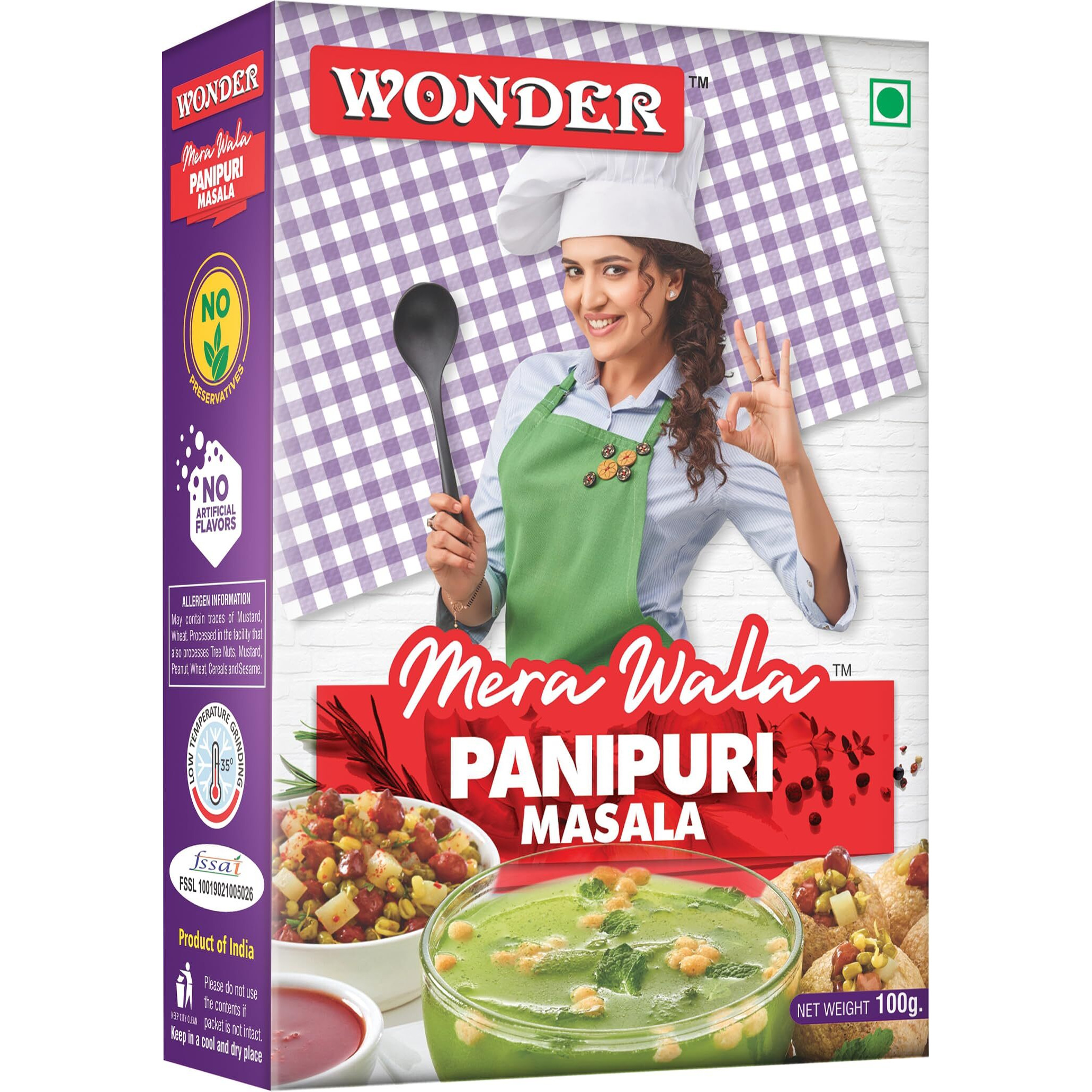 Wonder Mera Wala Pani Puri Masala Powder (100g), Golgappa Powder, Puchka/Fuchka Masala, Ready to Use, Pakodi Masala, Blended Spices Mix