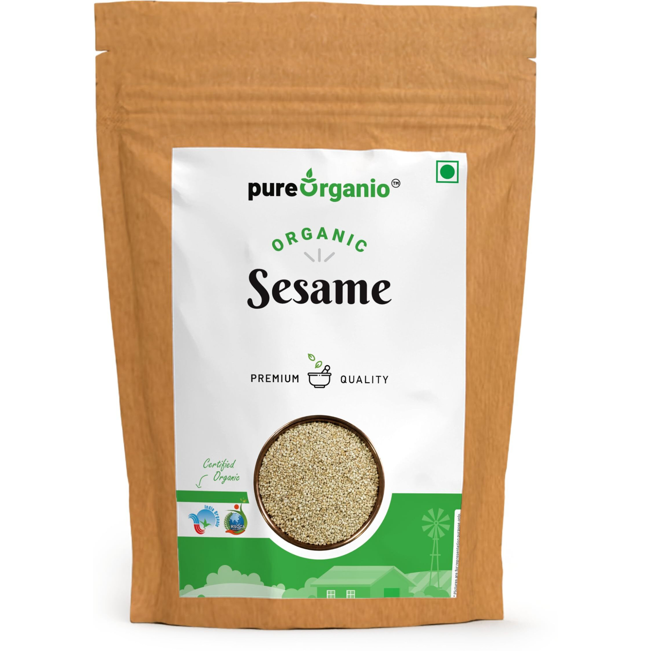 Pure Organio Organic Sesame Seeds - Organic White Sesame seeds - High In Nutrient White Til for Eating (800 Gm)