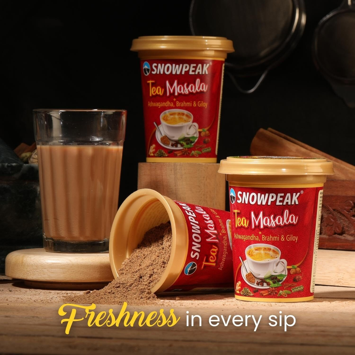 Snowpeak Chai Masala | Aromatic Tea Masala Powder with 100% Natural Spices | Pack of 4 x 50 Gm (200 gram)