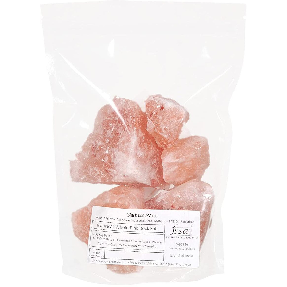 Nature Vit Whole Pink Rock Salt, 400G | Himalayan Pink Rock Salt Chunks | Rock Salt
