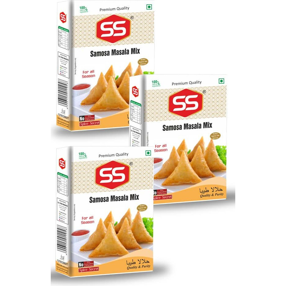 SS MASALAS Samosa Masala 300g. Ready Mix Spices for veg and nonveg filling in samosa, Shawarma, roll, pastry. 100g Pack of 3