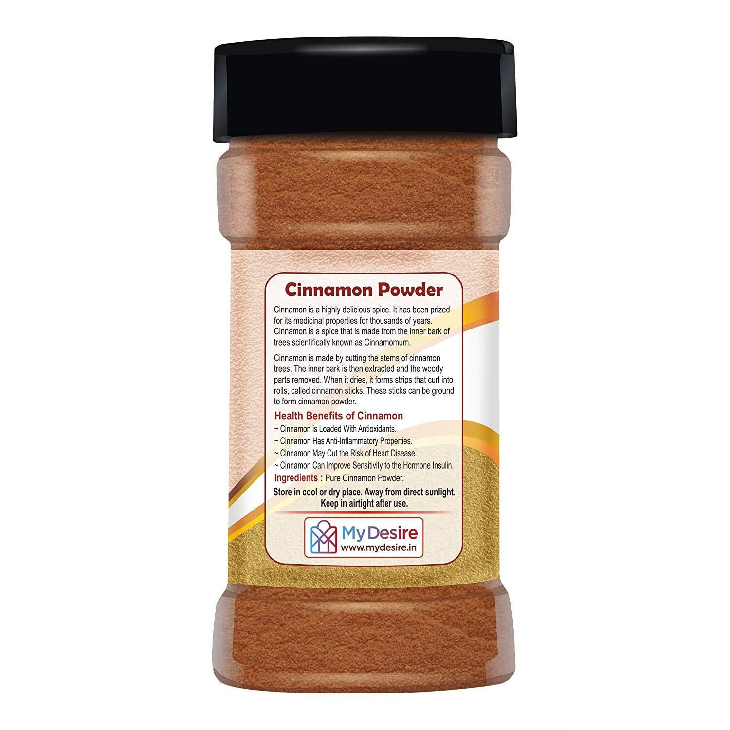 Desire Cinnamon (Dalcheeni) Powder Jar, 350 Gram [Flavourful Indian Spices]