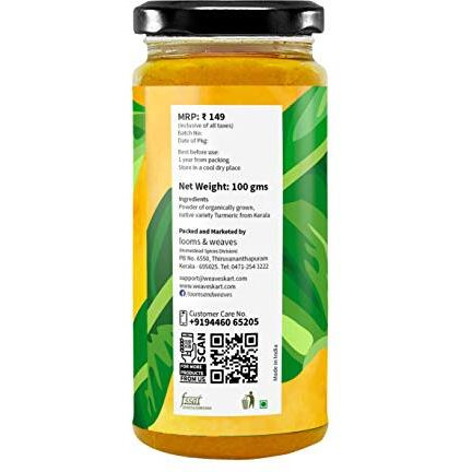 looms & weaves - Organically Grown Indigenous Turmeric Powder From Kerala - 100 gm
