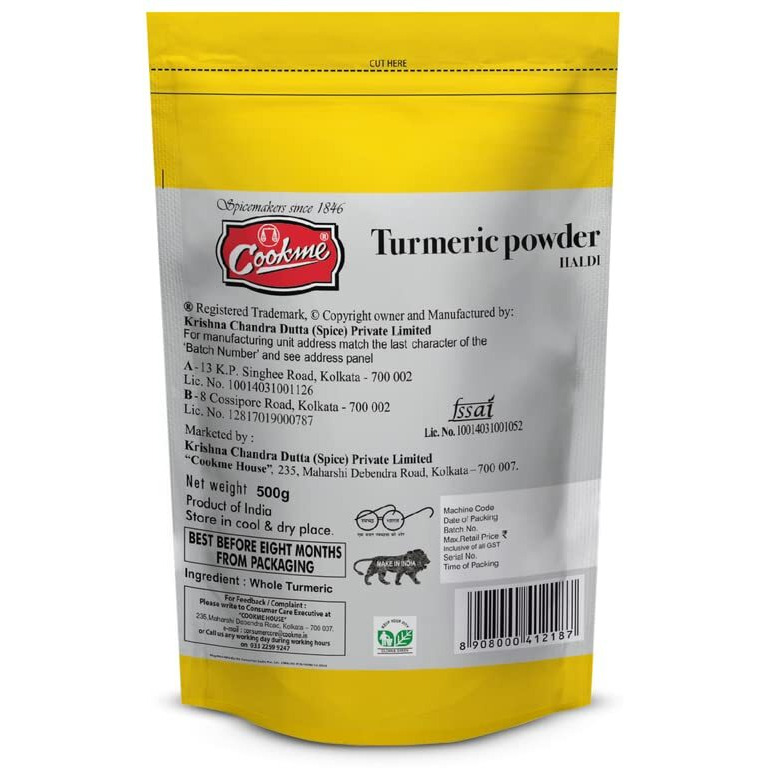 COOKME Turmeric | Haldi Powder 500 Gm Refill Pack