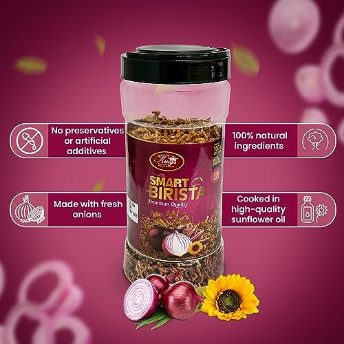 KINGS Smart Birista Fried Onion, Crispy Onions Fried with Sunflower Oil, Hygienically Processed, Hassle Free Cooking, Long Shelf Life, for Indian Curries, Gravies, Noodles & Biryani (225gm, Pack of 1)