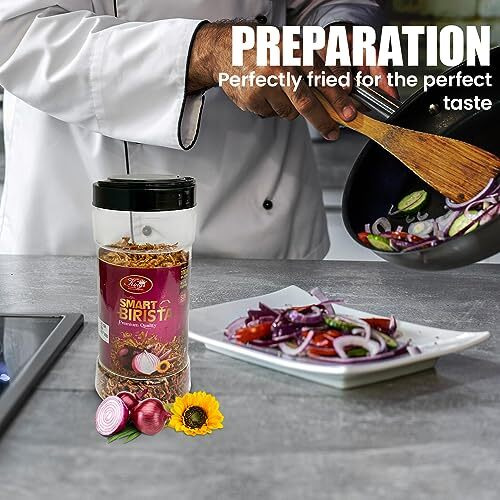 KINGS Smart Birista Fried Onion, Crispy Onions Fried with Sunflower Oil, Hygienically Processed, Hassle Free Cooking, Long Shelf Life, for Indian Curries, Gravies, Noodles & Biryani (225gm, Pack of 1)