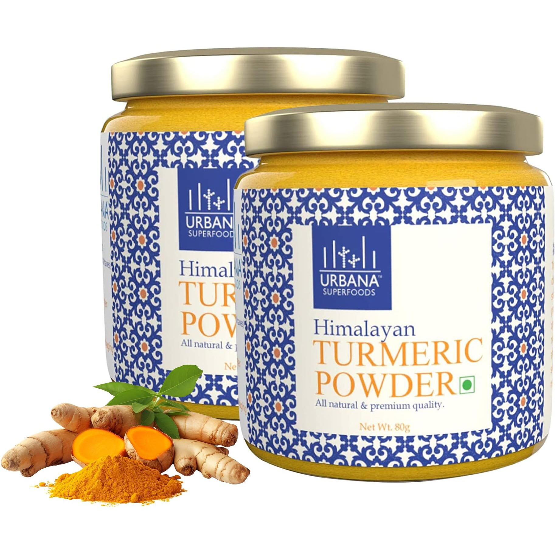 Urbana Superfoods Himalayan High Curcumin Turmeric/Haldi Powder- Color Free, Organic Healthy Spices 2 Packs, 160 g (2 x 80 Grams)