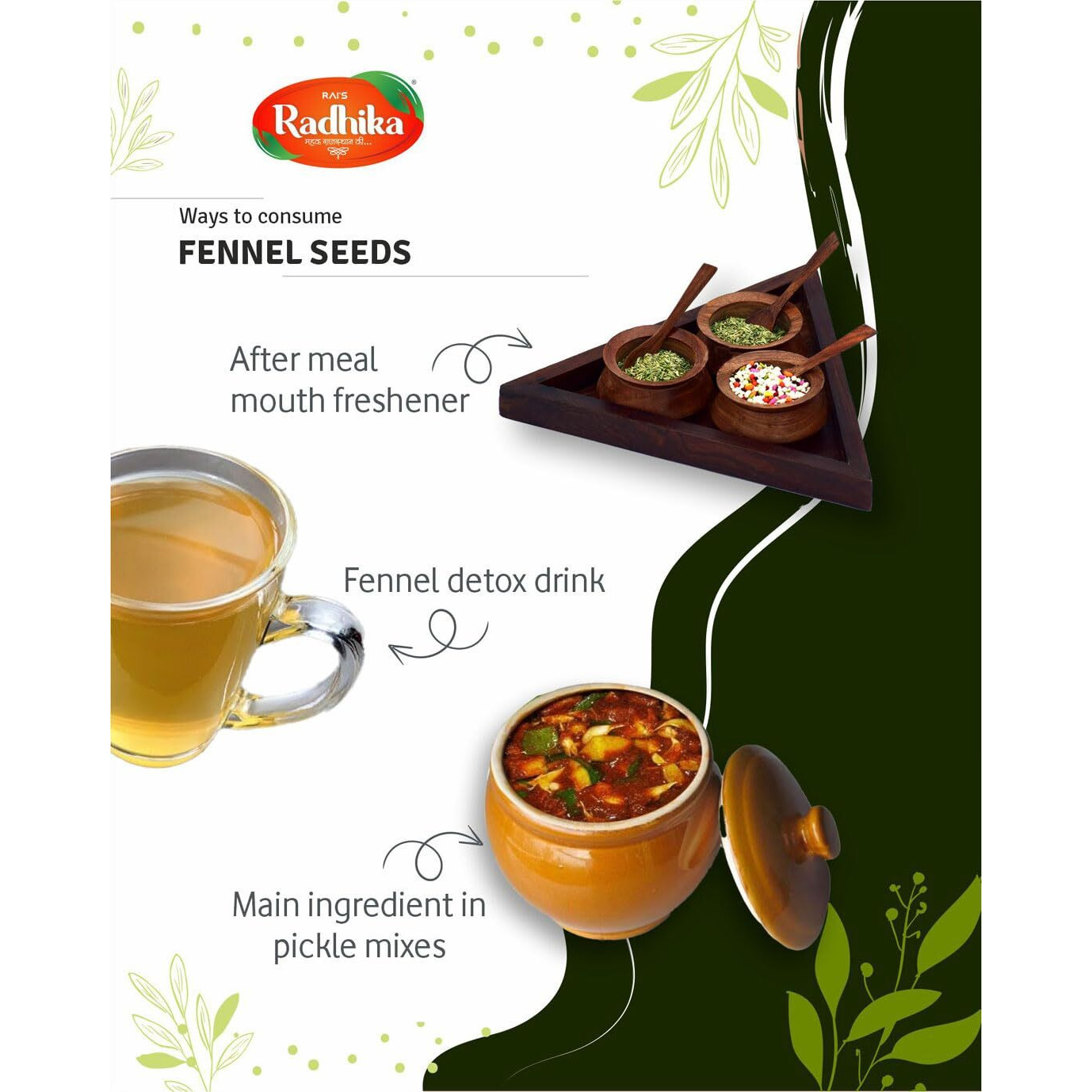 RADHIKA- New Crop Variyali Saunf 200g (Fennel Seeds) - Mouth Freshener, Digestion Aid, Naturally Sweet Badi Saunf, Sounf
