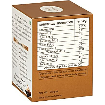 Black Garlic - Ready To Eat Peeled Cloves Fermented, Non-Pungent & Great Taste - 75 Gms Pack.