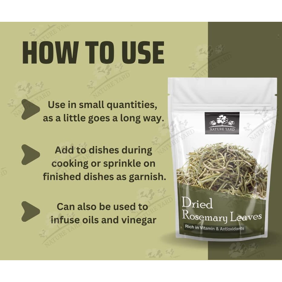 NATURE YARD Pure Rosemary dried leaves for hair growth - 400 gm - Top grade clean leaves from organic farms - Best for cooking, seasoning, Tea, Helps boosts immune system & Rich in antioxidants