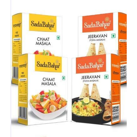 Sadabahar Masale No Artificial Colour/Preservatives/Flavor, No Citric Acid Jeeravan Powder-Indori Poha Masala and Chaat Masala (100g x 2, 50g x 2  300 Grams) - Pack of 4