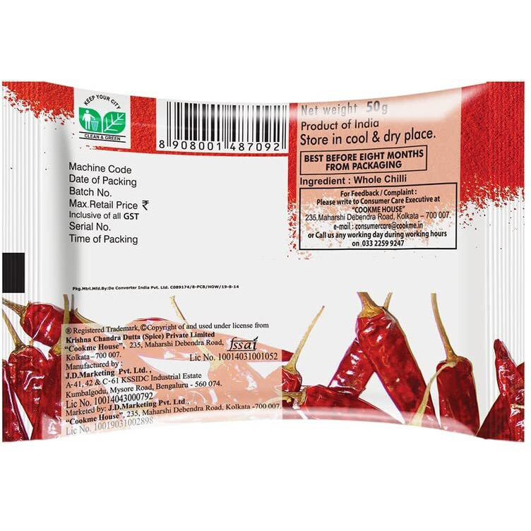 COOKME Red Chilli|Lal Mirch Powder 150Gram (3 Pkt Of 50Gram Each)