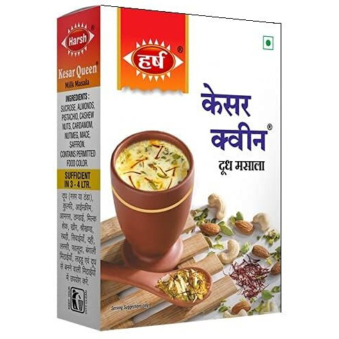 Harsh Kesar Queen Milk Masala 100g - Enhance Your Milk & Desserts | Premium Blend of Almonds, Pistachios, Saffron, and More