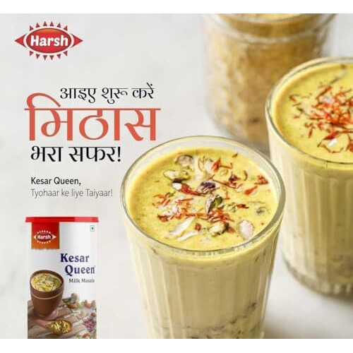 Harsh Kesar Queen Milk Masala 100g - Enhance Your Milk & Desserts | Premium Blend of Almonds, Pistachios, Saffron, and More