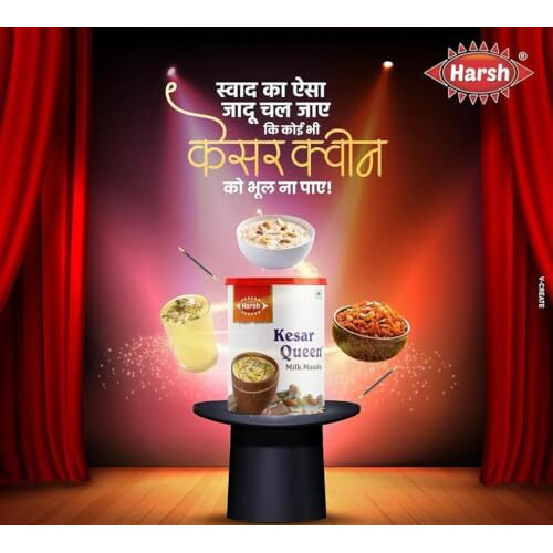 Harsh Kesar Queen Milk Masala 100g - Enhance Your Milk & Desserts | Premium Blend of Almonds, Pistachios, Saffron, and More