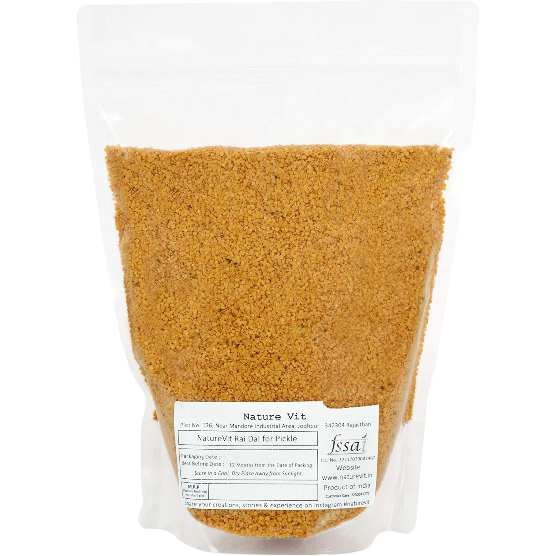 NatureVit Split Kernels of Mustard, 400g | Rai Dal for Pickle | Yellow Mustard | Sarson Seeds