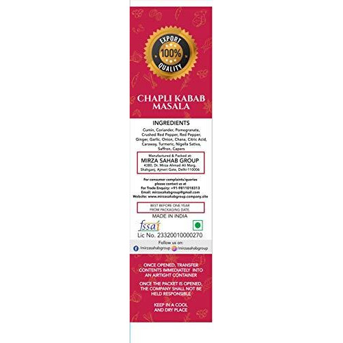 Mirza Sahab Chicken/Mutton Chapli Kabab Masala | Easy & Ready to Cook Exotic Spice Blend | Delicious, Flavourful & Aromatic Chicken/Mutton Chaapli Kebab (Pack of 6 x 50g)